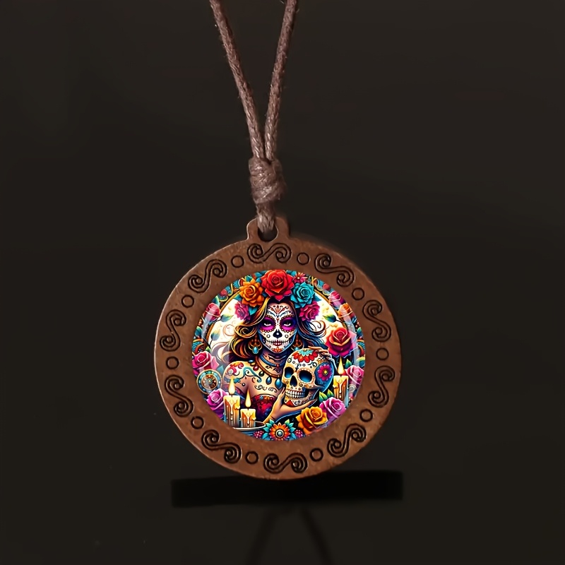 Women's Flower Wooden Necklace, Retro Small Gift